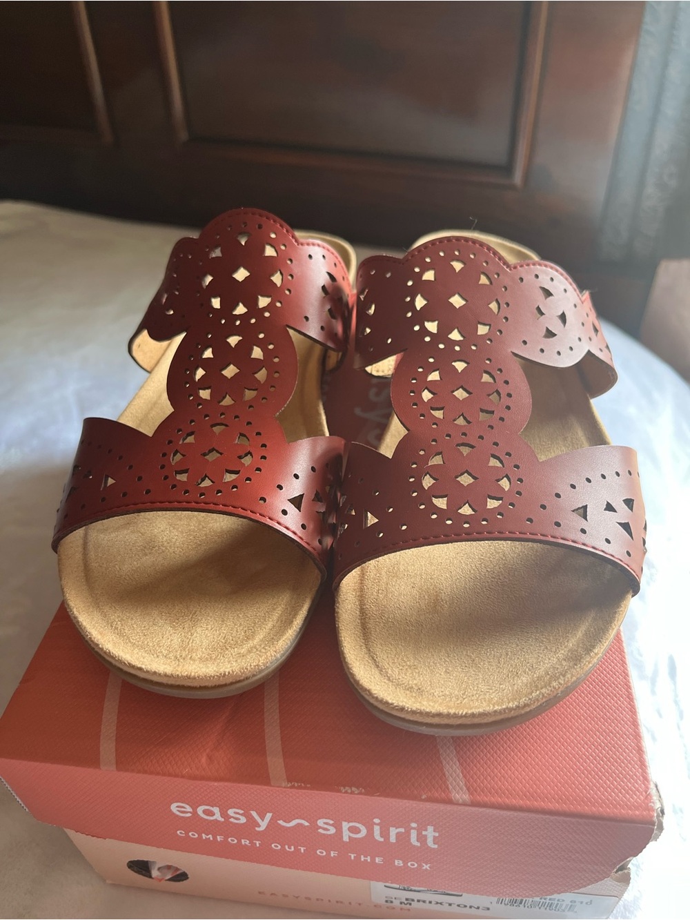 Easy Spirit Sebrixton3 Sandals Womens 8 Medium Red Comfort Slide Shoes